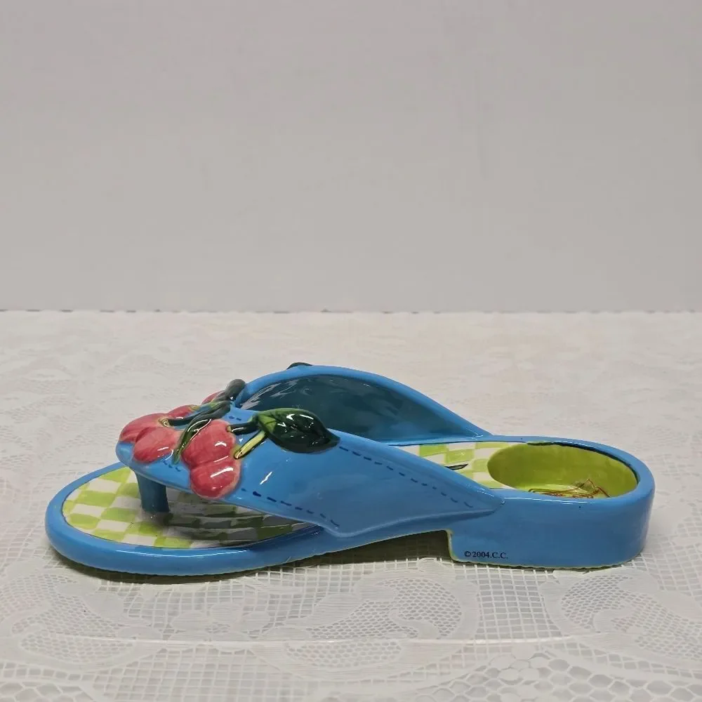 Diane Artware Ceramic Flip Flop “Cherry Cobbler” Votive Candle Holder Y2K Summer